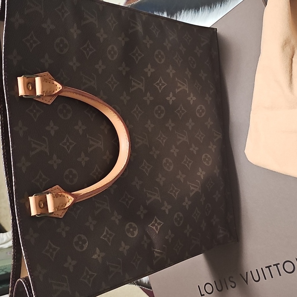 Louis Vuitton Monogram Sac Plat Tote Brown